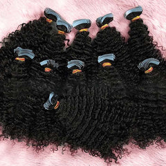 Afro-textured Kinky Curly Tape In Remy Hair Extensions