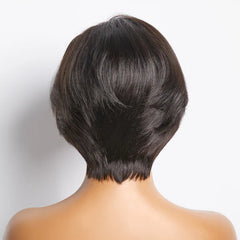 Human Hair Natural Black Straight Bob Side Part