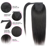 Natural Black Straight Hair Velcro Ponytail