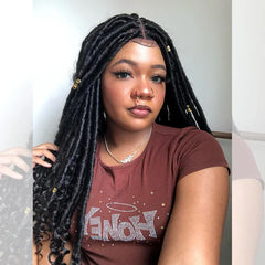 Faux Goddess Locs Wig with Curls