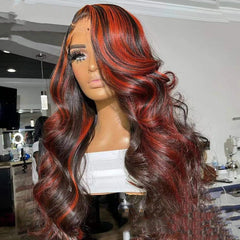 Burgundy Highlight Human Hair Wig