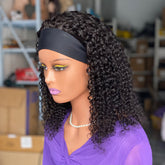 Curly Human Hair Headband Wig