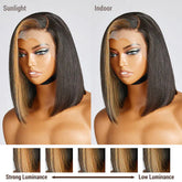 Blonde Highlight Bob With Bangs