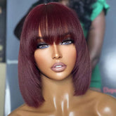Layered Cut Yaki Straight Bob Wig With Bangs