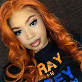 Human Hair Dark Orange Wig