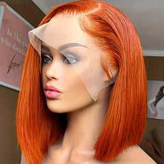 Straight Ginger Orange Bob Human Hair Wig