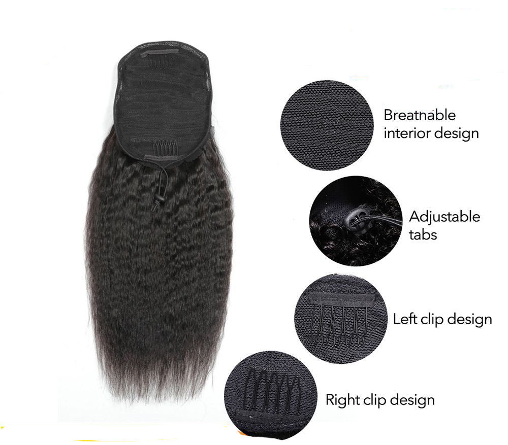 Kinky Straight Human Hair  Ponytail
