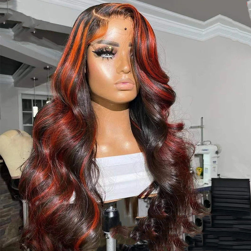 Burgundy Highlight Human Hair Wig