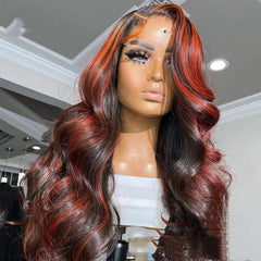 Burgundy Highlight Human Hair Wig