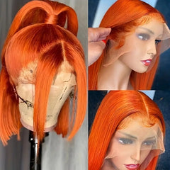 Straight Ginger Orange Bob Human Hair Wig