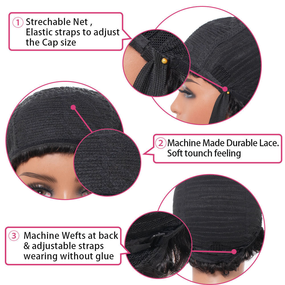 Kinky Curly Human Hair Wig with Bang