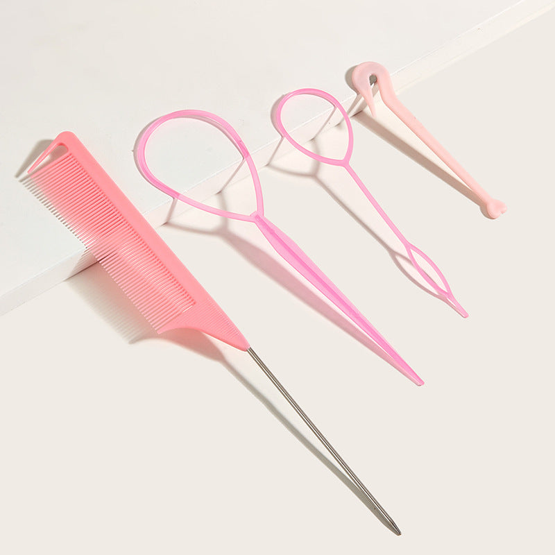 Hair Braiding Tools Comb Set Hairdressing Tress Device Hair Puller Pin Four-piece Set Household Modeling Tail Comb New