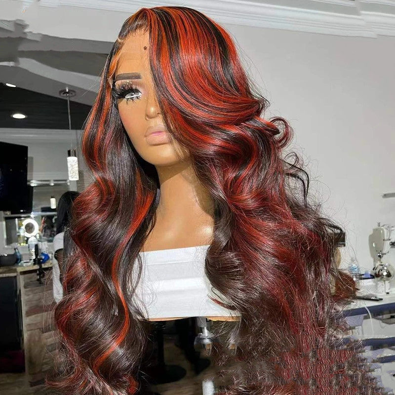 Burgundy Highlight Human Hair Wig