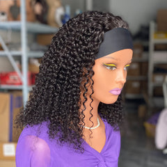 Curly Human Hair Headband Wig