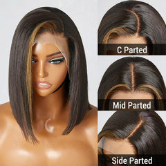Blonde Highlight Bob With Bangs
