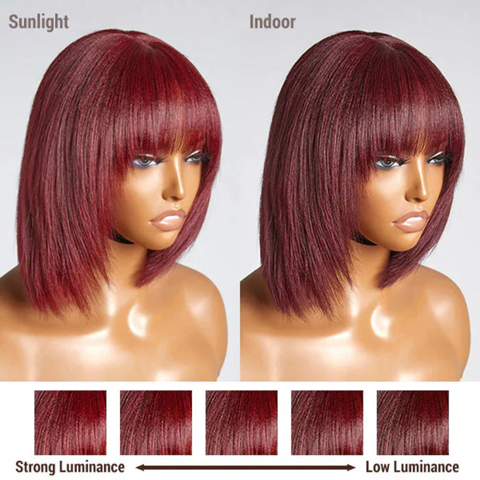Layered Cut Yaki Straight Bob Wig With Bangs