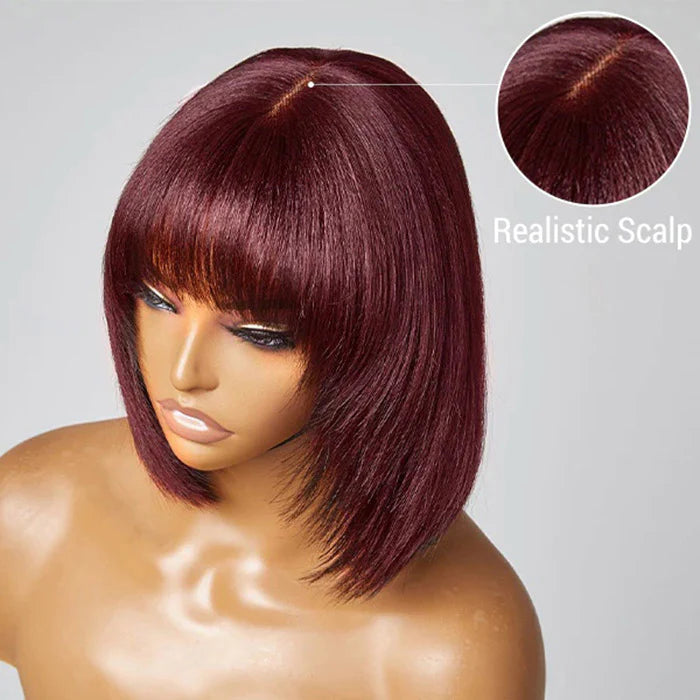 Layered Cut Yaki Straight Bob Wig With Bangs