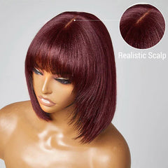 Layered Cut Yaki Straight Bob Wig With Bangs