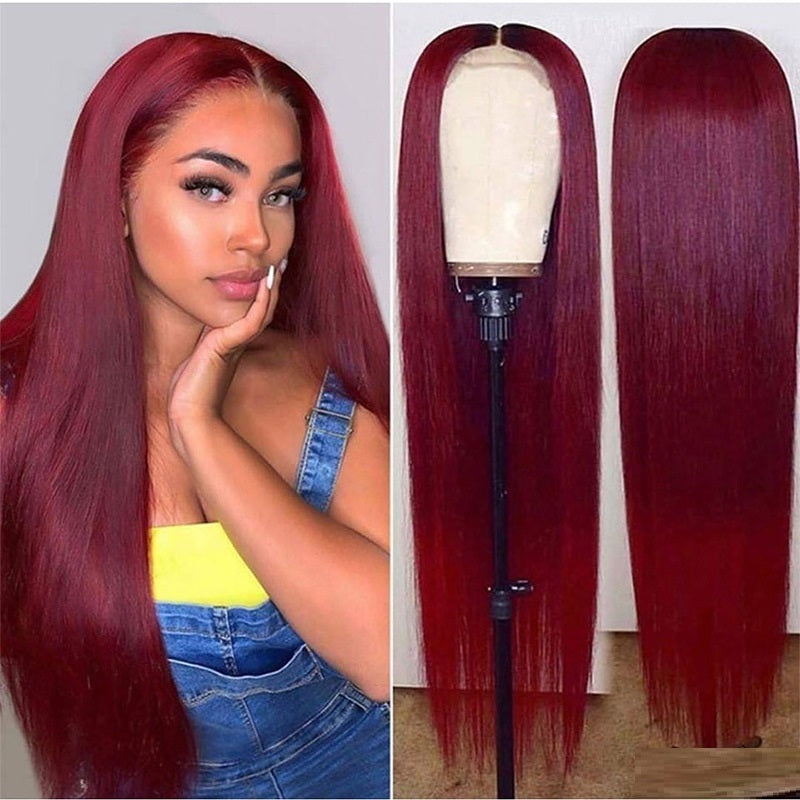 Long Straight Human Hair Wig