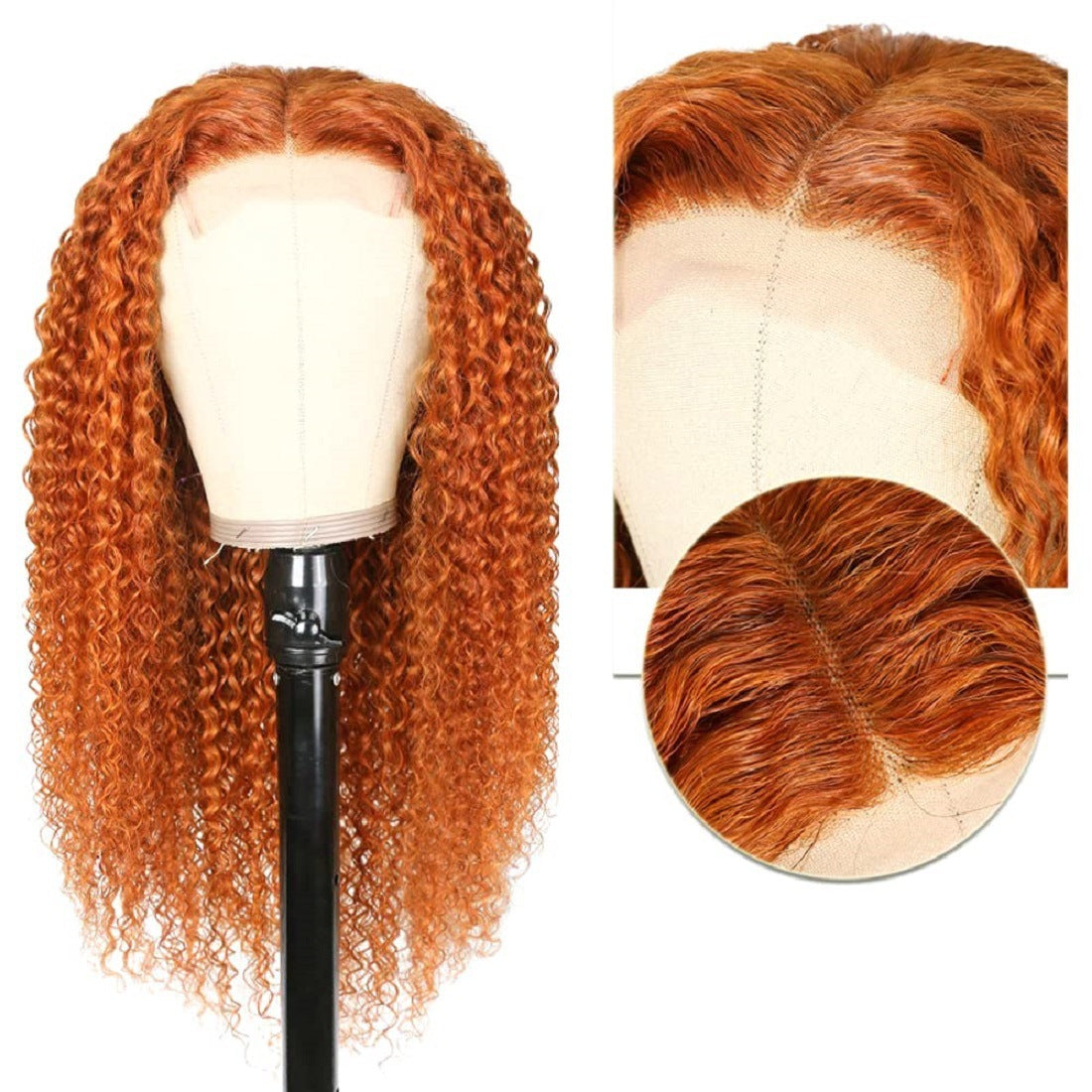 Orange Curly Human Hair Wig