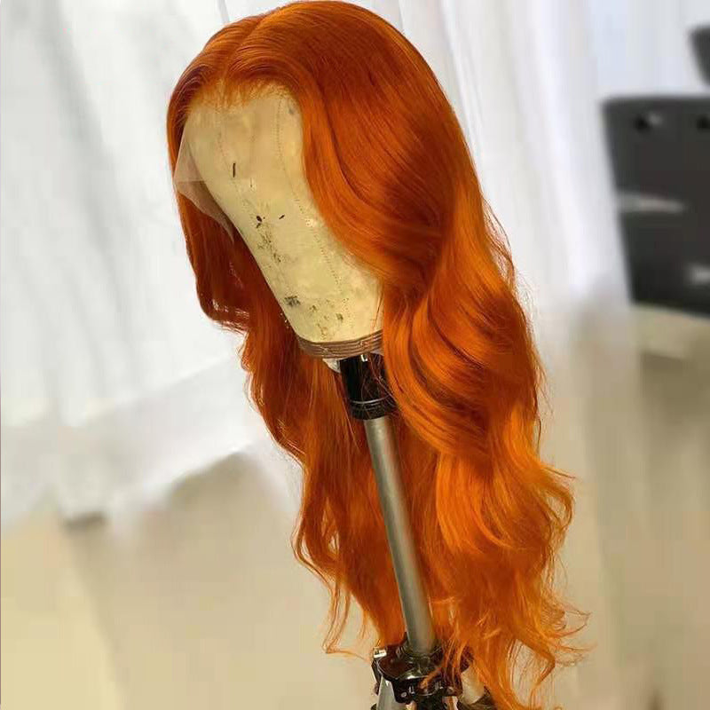 Human Hair Dark Orange Wig