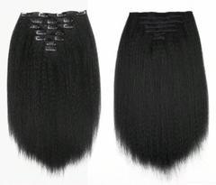Afro-textured Kinky Straight Clip In Remy Hair Extensions